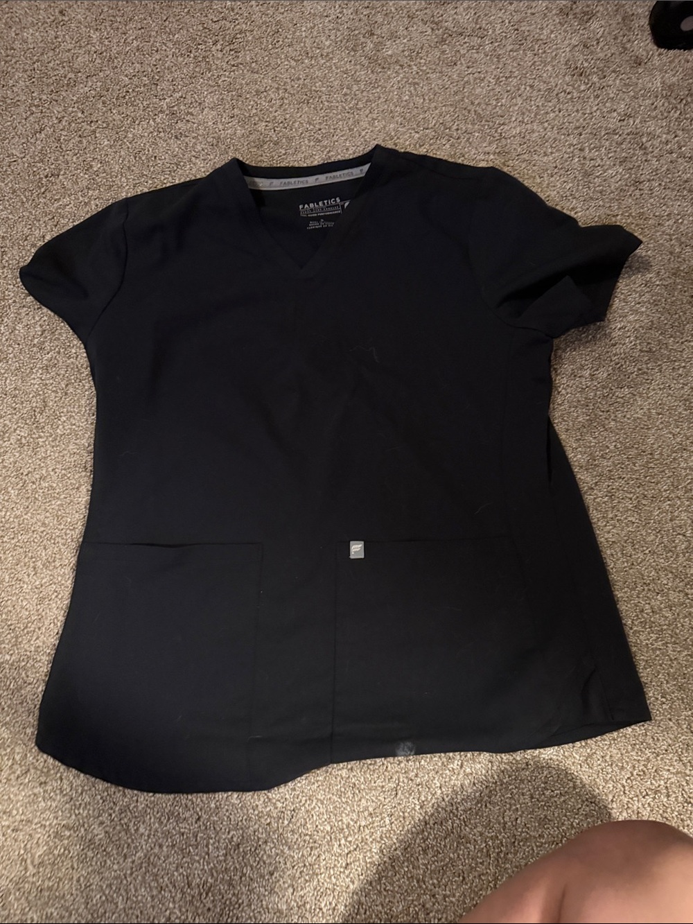 Figs Black V-Neck Short Sleeve Scrub Top